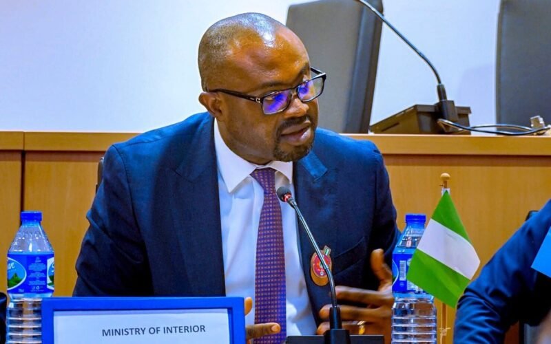 Interior Minister Olubunmi Tunji-Ojo at an official meeting