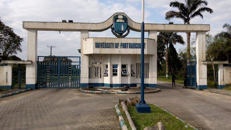 Main entrance to the University of Port Harcourt in Rivers State.