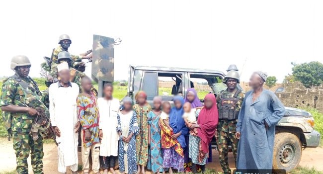 Rescued kidnap victims with troops in Katsina and Kebbi operation