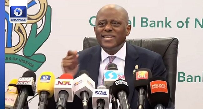 CBN Governor Olayemi Cardoso speaking at a briefing