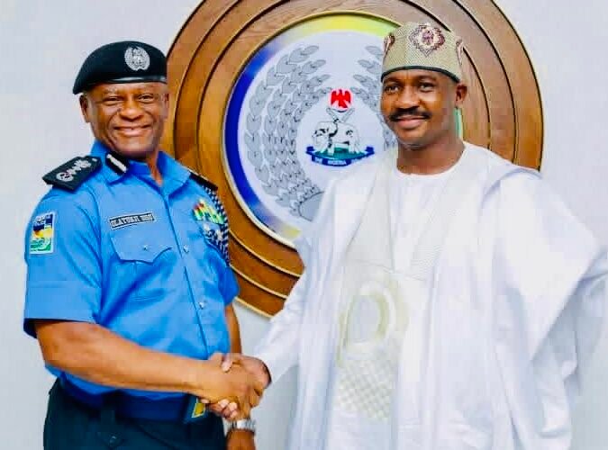 Governor Ahmad Aliyu Sokoto with Inspector-General of Police Olatunji Rilwan Disu at an April 2026 security meeting.