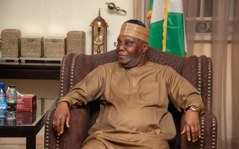 Atiku Abubakar seated during a condolence visit linked to the Niger miners custody-deaths case