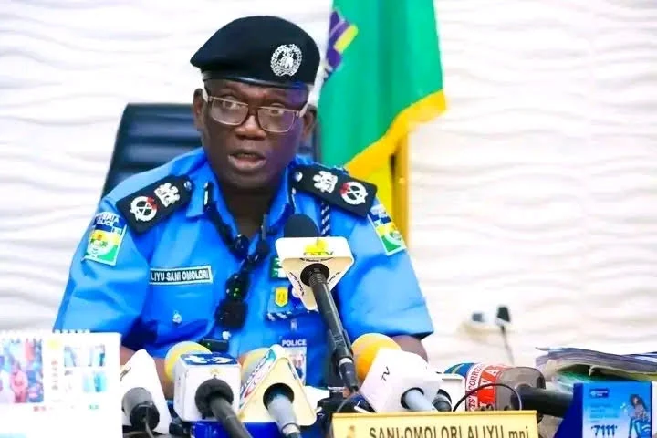 Bauchi State Commissioner of Police Sani-Omolori Aliyu speaking at a press briefing.
