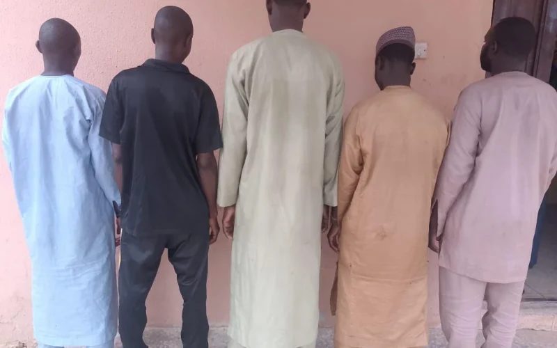 Suspects shown from behind in the Jigawa motorcycle-snatching police case