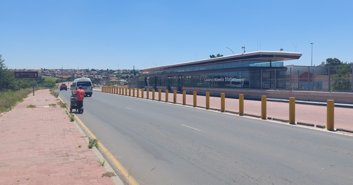 Lazarus Mawela Station and main road in Tembisa, Gauteng, South Africa