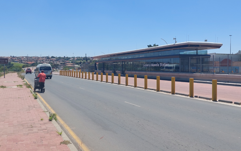 Lazarus Mawela Station and main road in Tembisa, Gauteng, South Africa