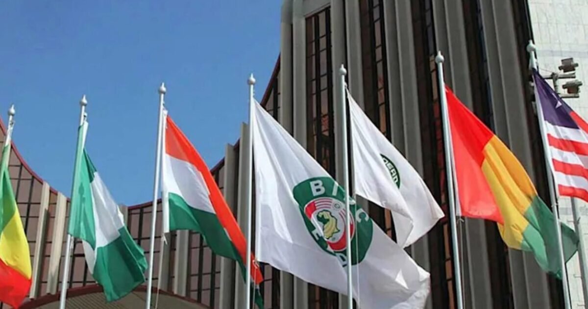 ECOWAS building and member-state flags