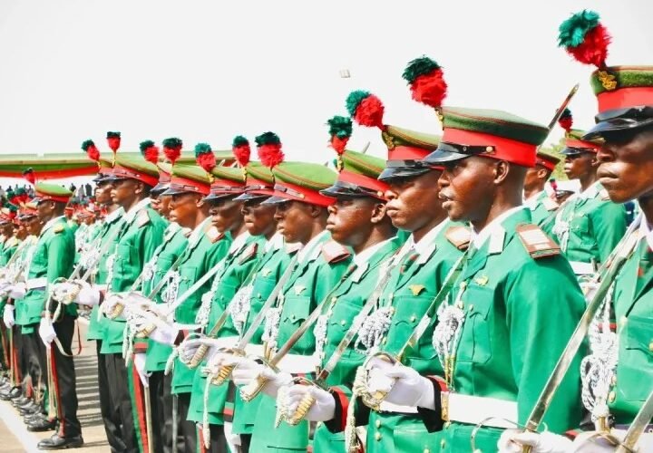Newly commissioned Nigerian Navy officers on parade