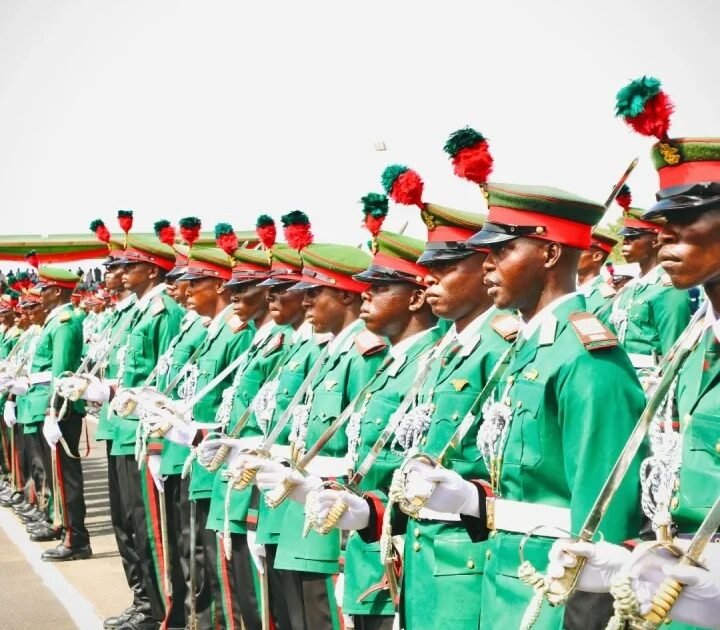 Newly commissioned Nigerian Navy officers on parade
