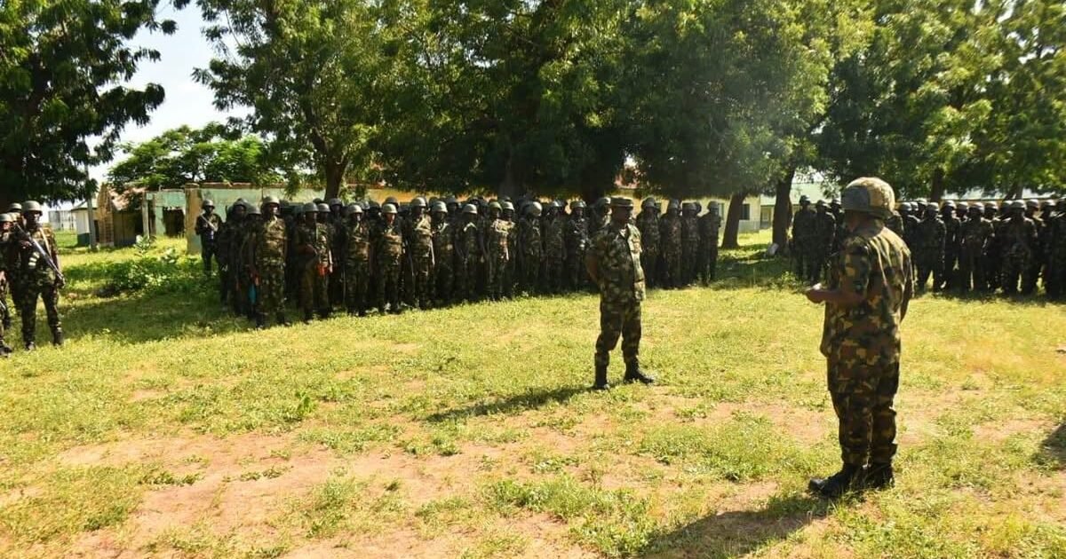 Nigerian Army personnel assembled during the activation of new formations in Kebbi State.