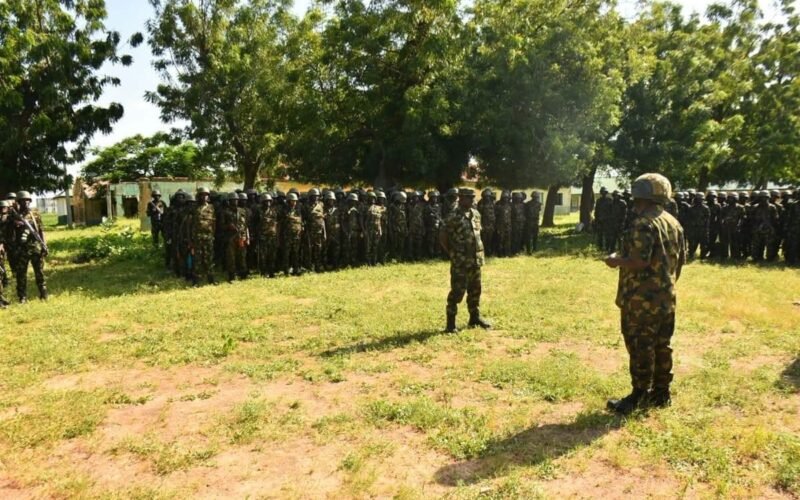 Nigerian Army personnel assembled during the activation of new formations in Kebbi State.