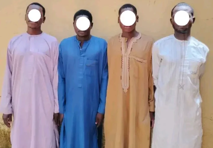 Four suspects photographed by Bauchi State Police Command