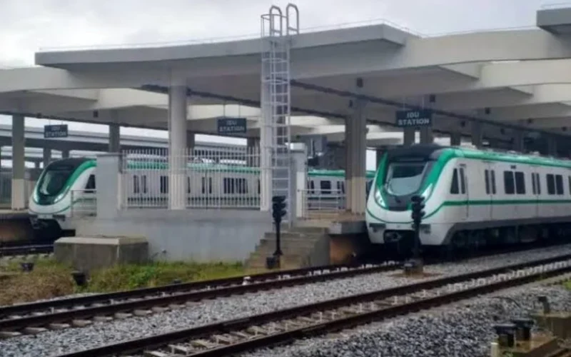 Idu Train Station in Abuja with train coaches on the platform