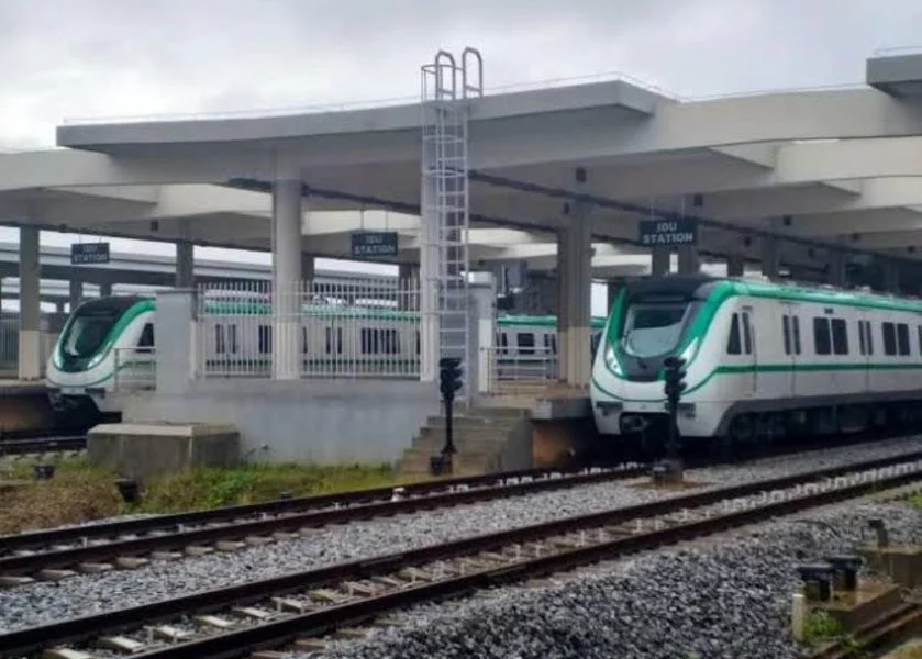 Idu Train Station in Abuja with train coaches on the platform
