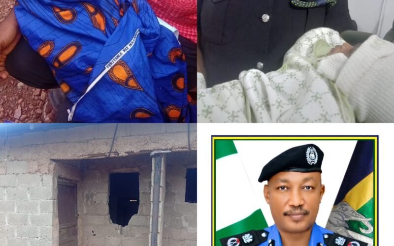 FCT police collage showing rescued babies and police officials in Abuja
