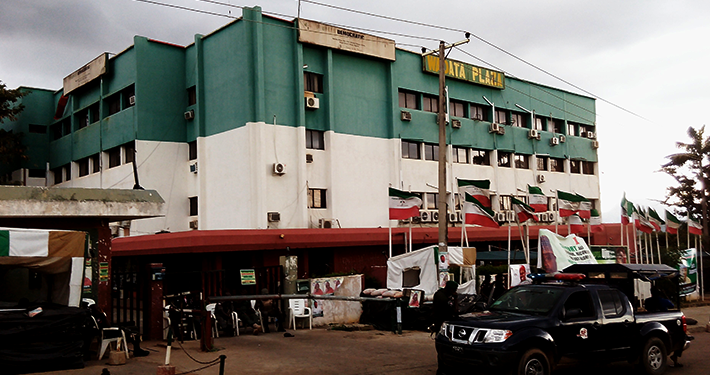 Exterior of PDP national secretariat at Wadata Plaza, Abuja