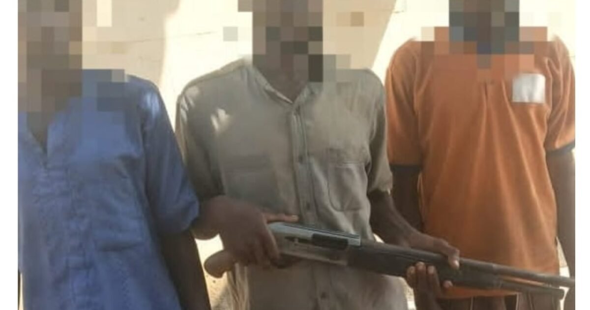 Three suspected fake Yansakai members with a recovered firearm in Niger State