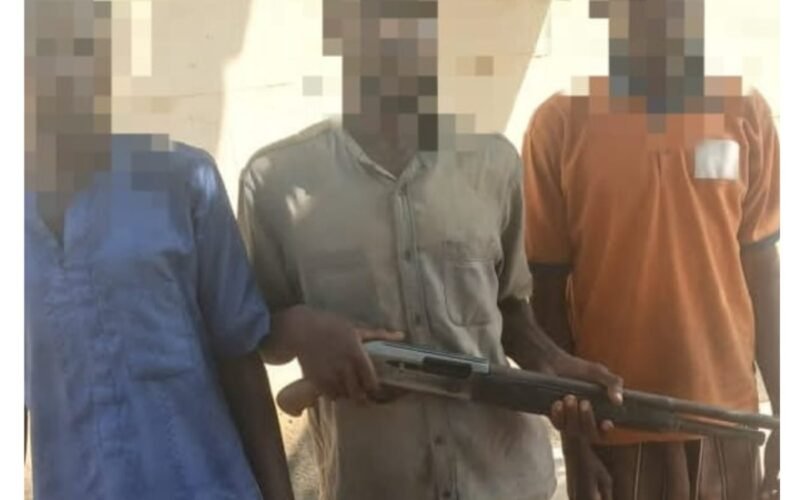 Three suspected fake Yansakai members with a recovered firearm in Niger State