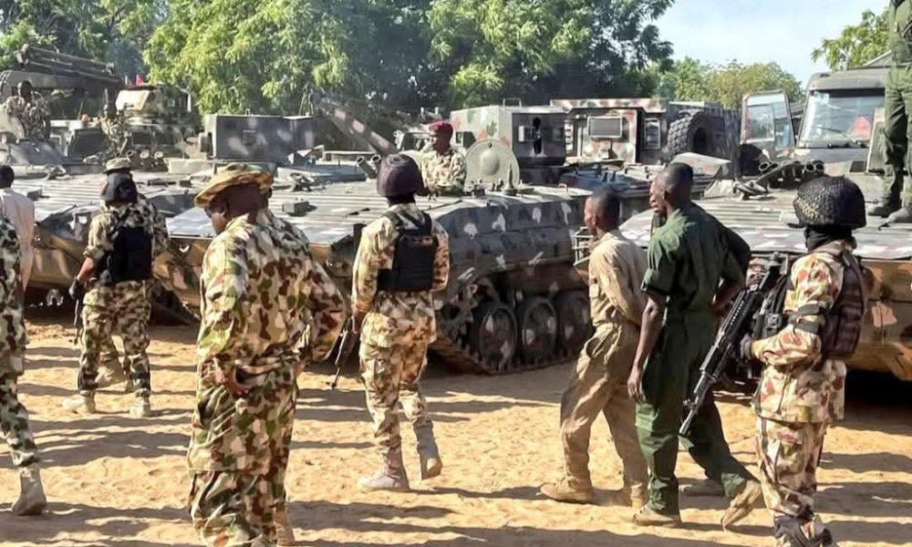 Troops in a field setting used as a contextual image for the Yobe logistics-supplier arrest