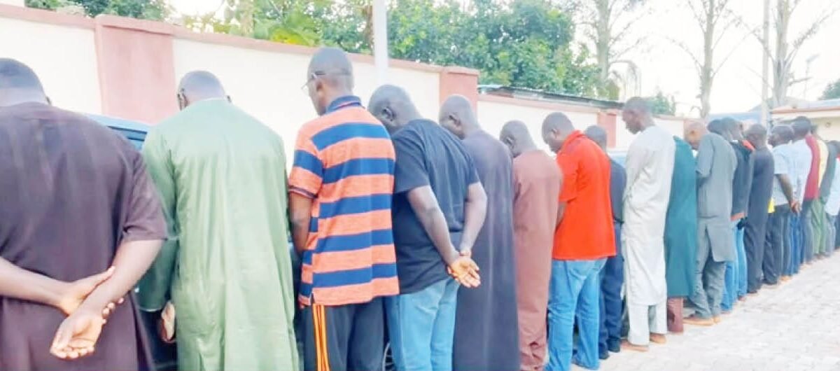 Existing WP media from the same Niger miners custody-deaths cluster, showing men lined up after the NSCDC personnel detention report