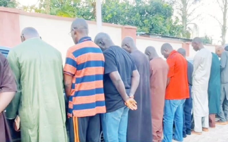 Detained NSCDC personnel lined up after the Niger miners custody-deaths detention report