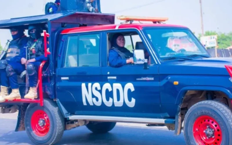 NSCDC personnel in an official patrol vehicle