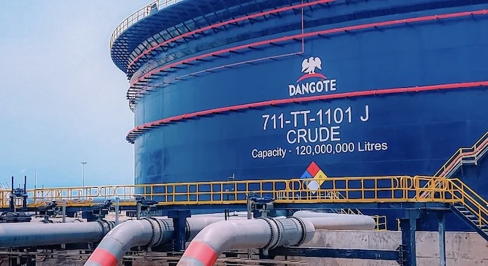 Crude storage tank at the Dangote Refinery in Lagos.
