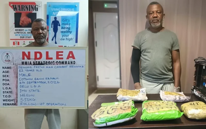 Festus Ibewuike shown in an NDLEA arrest image linked to the heroin seizure case