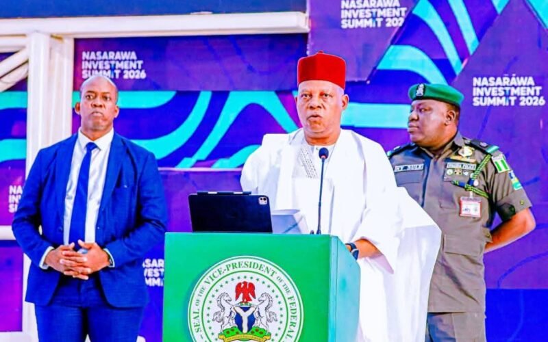 Vice President Kashim Shettima speaks at a public event