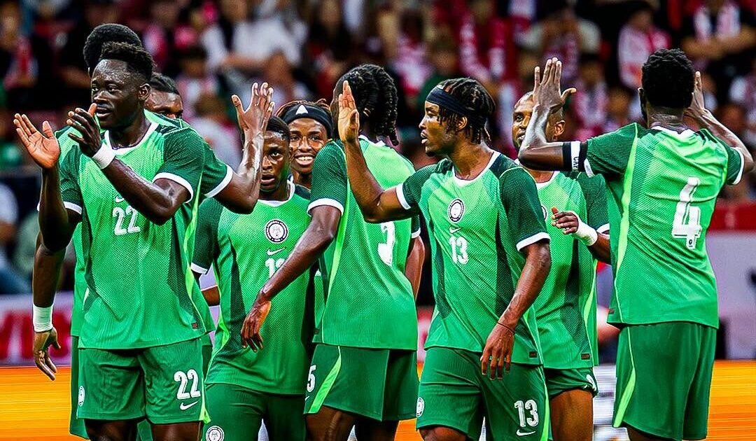 Super Eagles players in green kits