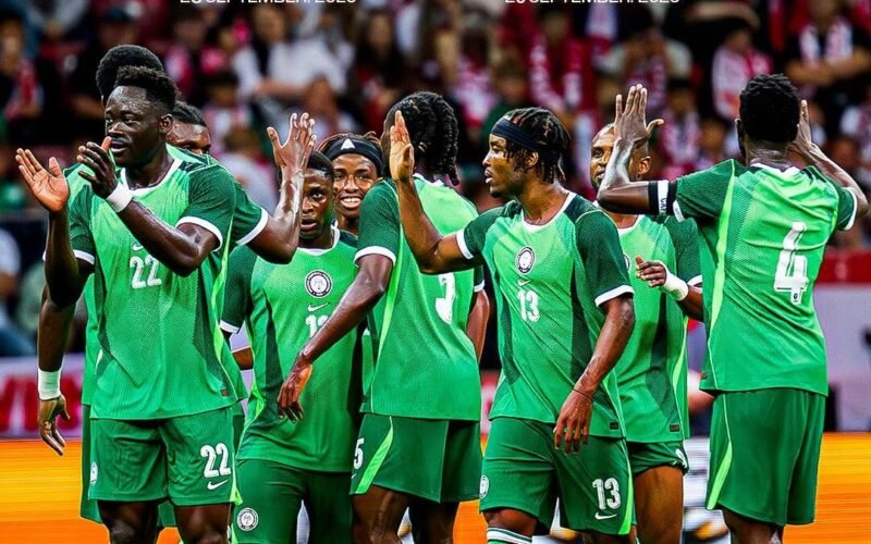 Super Eagles players in green kits