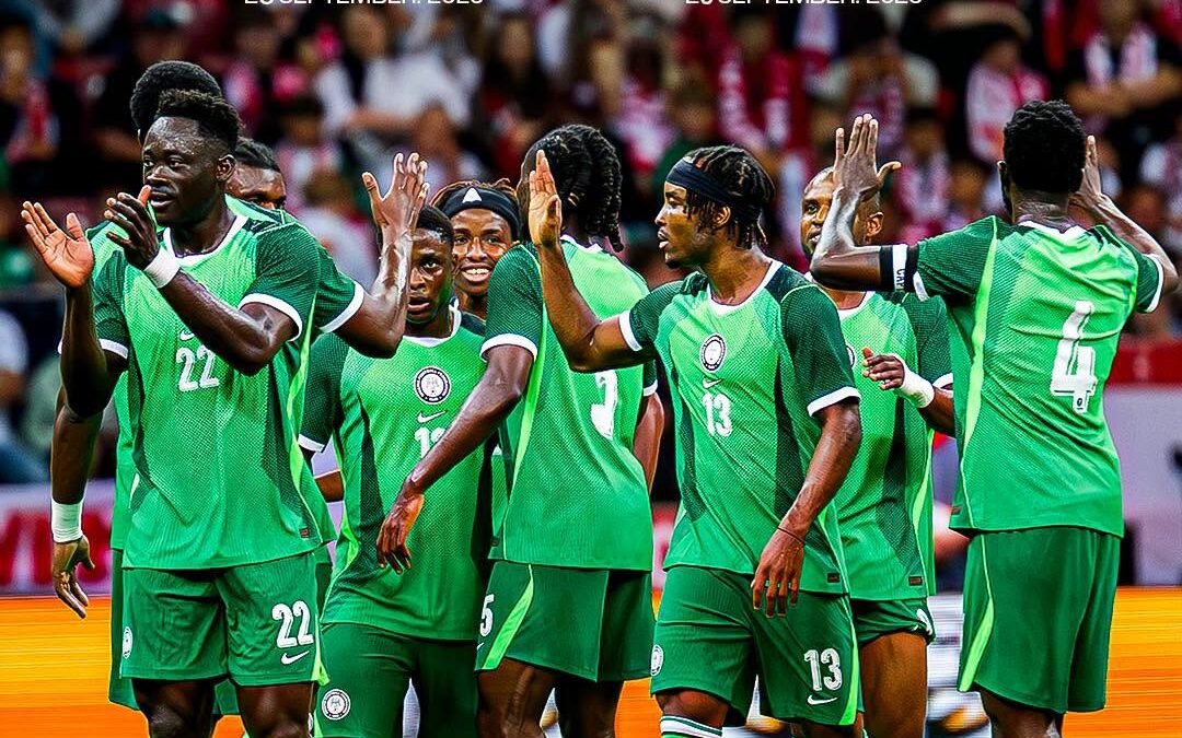 Super Eagles players in green kits