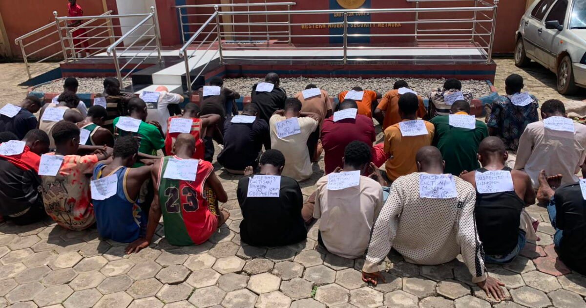 Suspects paraded at the Ondo State Security Network Agency, Amotekun, headquarters in Akure.