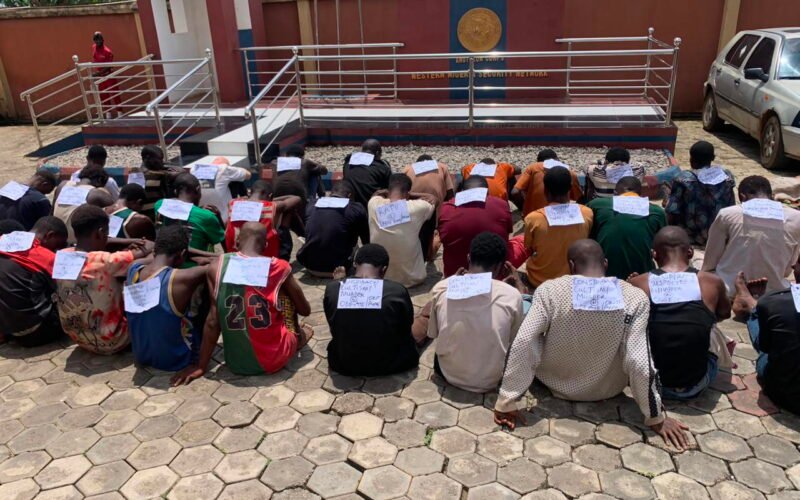 Suspects paraded at the Ondo State Security Network Agency, Amotekun, headquarters in Akure.