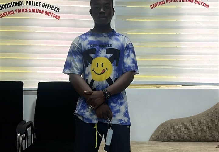 The rescued 16-year-old boy at the Divisional Police Officer’s office, Central Police Station, Onitsha