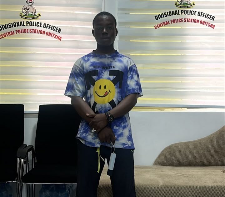 The rescued 16-year-old boy at the Divisional Police Officer’s office, Central Police Station, Onitsha