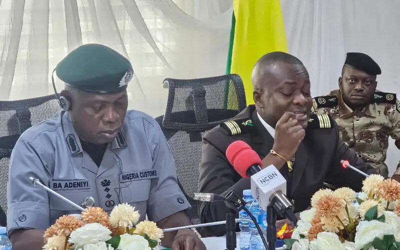 Nigeria Customs Service Comptroller-General Bashir Adewale Adeniyi with Benin Republic Customs officials at the Seme-Krake joint border post assessment