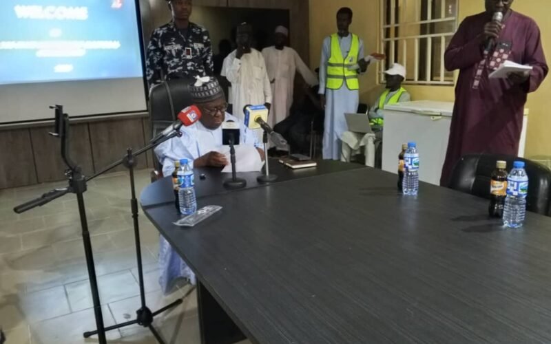 Officials at the Yobe electoral commission during announcement of local government election results