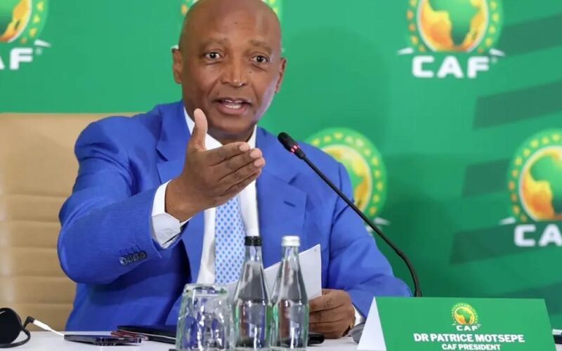 CAF president Patrice Motsepe speaking at a press conference. File photograph.