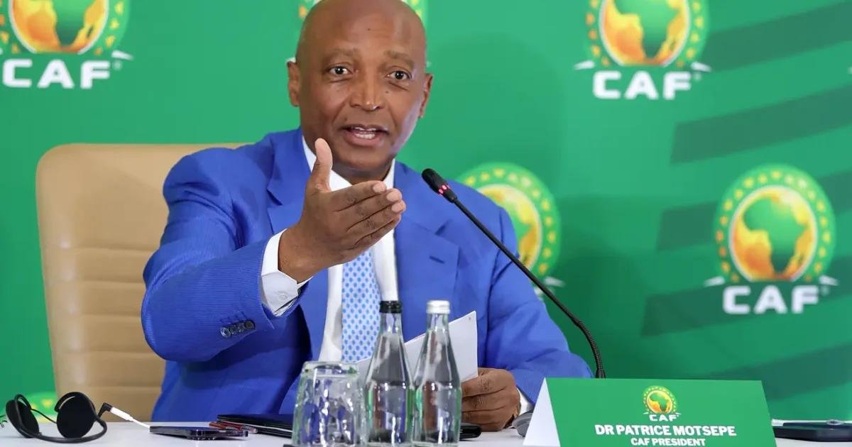 CAF president Patrice Motsepe speaking at a press conference. File photograph.