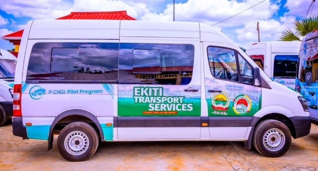 An Ekiti Transport Services CNG bus at the rollout in Ado-Ekiti