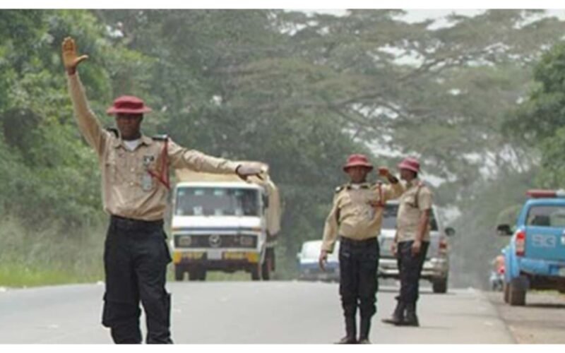 FRSC officials directing vehicles on a road in a file photograph.