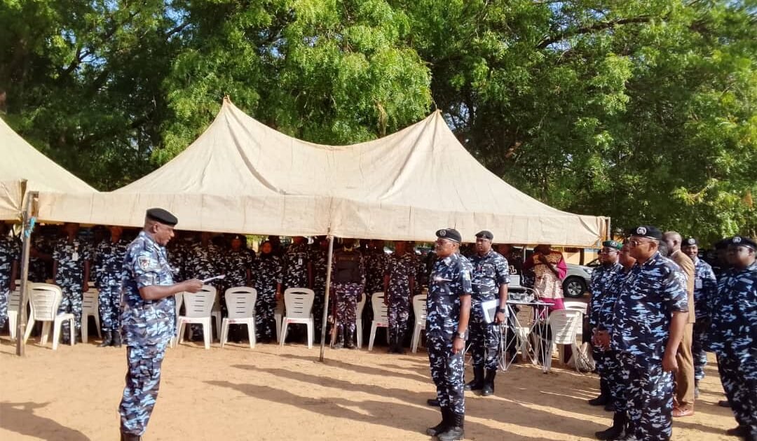 Police officers at a unit inauguration in Birnin Kebbi; contextual file photograph, not the Gubba attack.