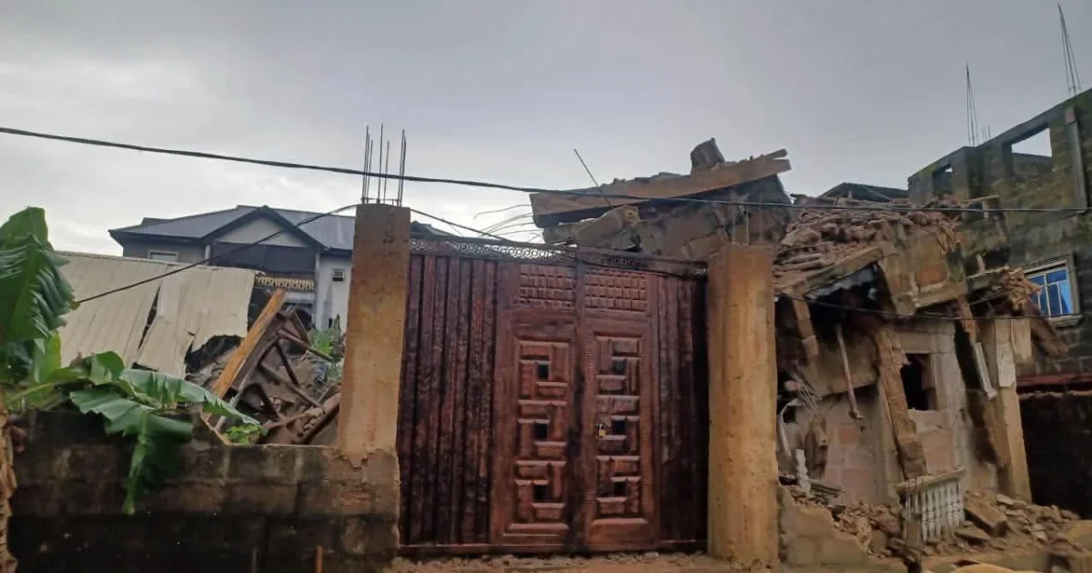 Collapsed building at Anata Anaba, Okpoko, Anambra State. Photo: Ikenna Obianeri/Punch.