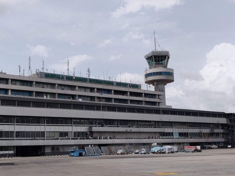 The international terminal building and control tower of Murtala Muhammed International Airport in Lagos.