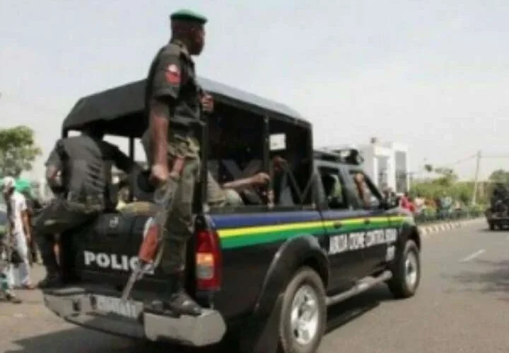Nigerian police personnel on a patrol vehicle. File photo; not the CRIN rescue operation.
