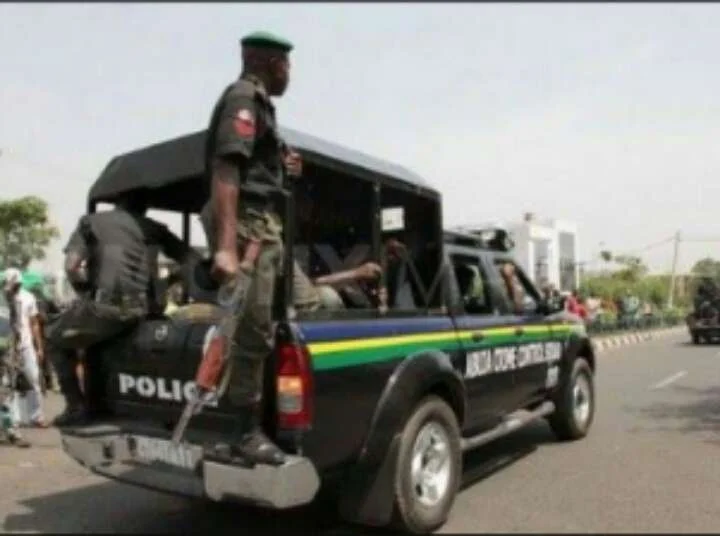 Nigerian police personnel on a patrol vehicle. File photo; not the CRIN rescue operation.